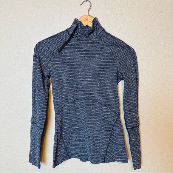 Lululemon Brisk Running 1/2 Zip Coco Pique Black White Size 4 - Picture 5 of 11